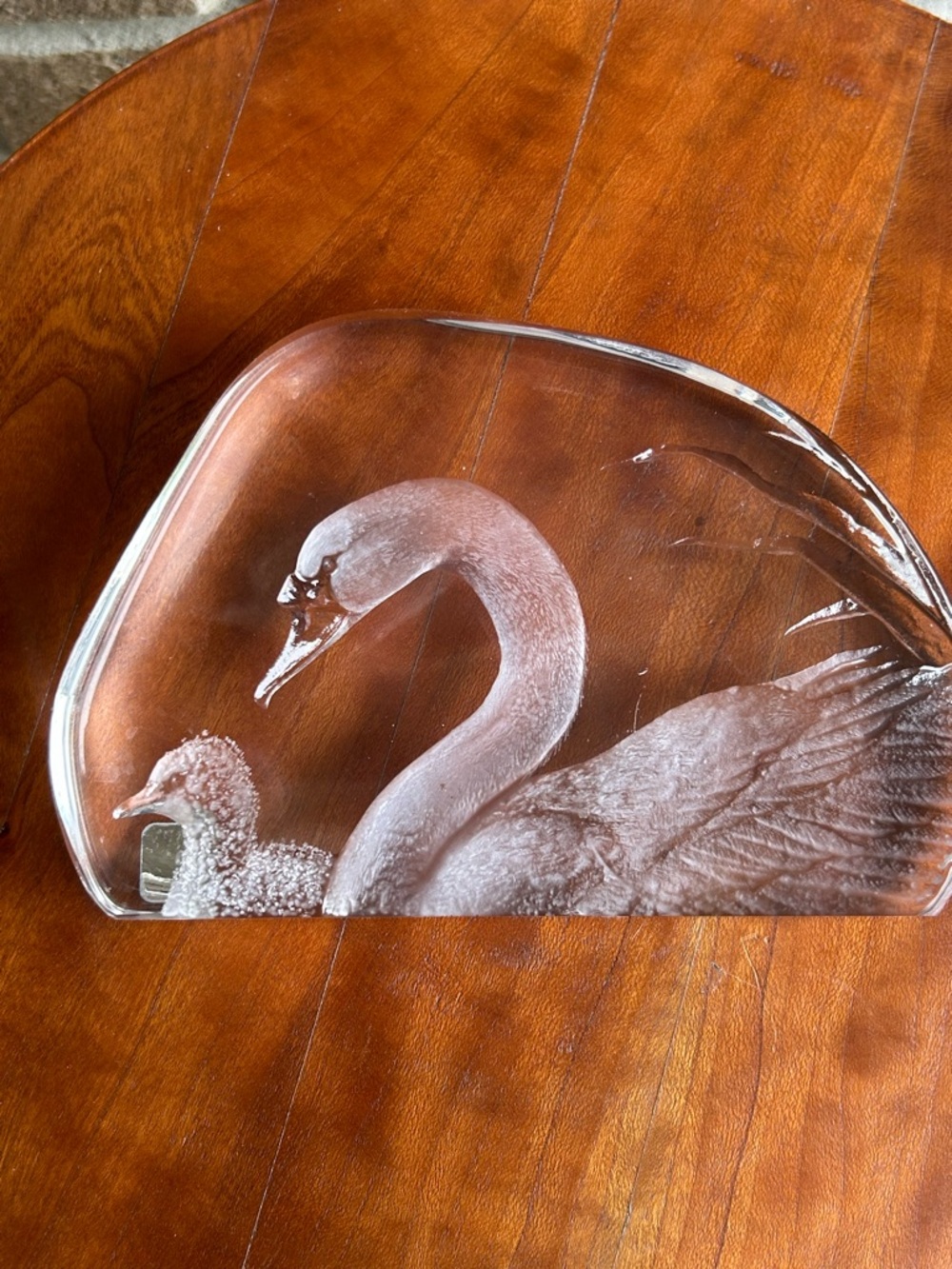 Clear Glass Swan and Cygnet Decorative Accent - Clear